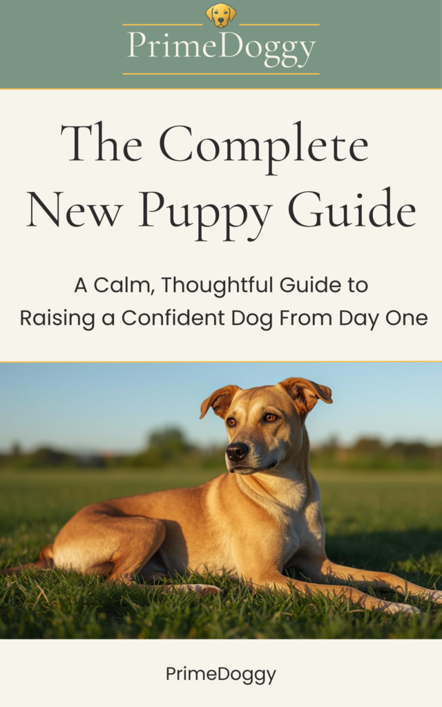 The Complete New Puppy Guide by PrimeDoggy — a calm, step-by-step puppy training and care guide and ebook for new dog owners